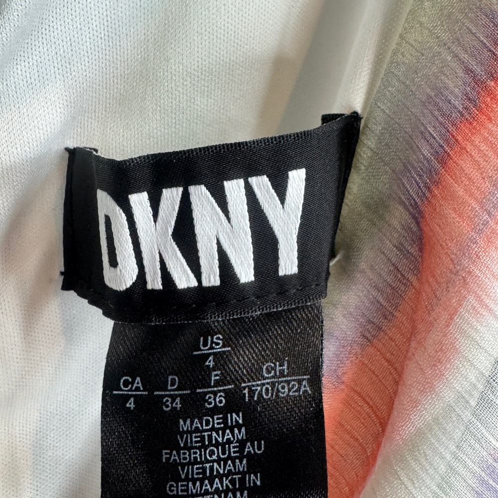 Dkny Blue and Pink Faux-Wrap Sundress Medium (#246) - Picture 8 of 11